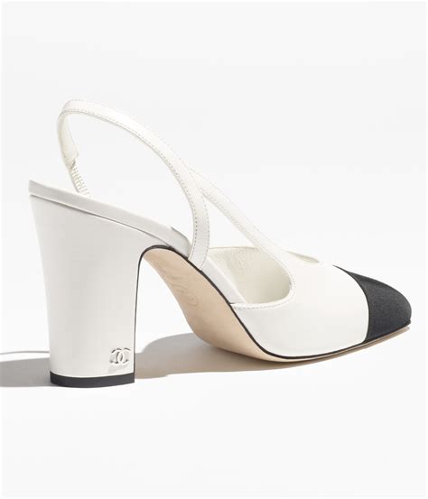 chanel white slingbacks